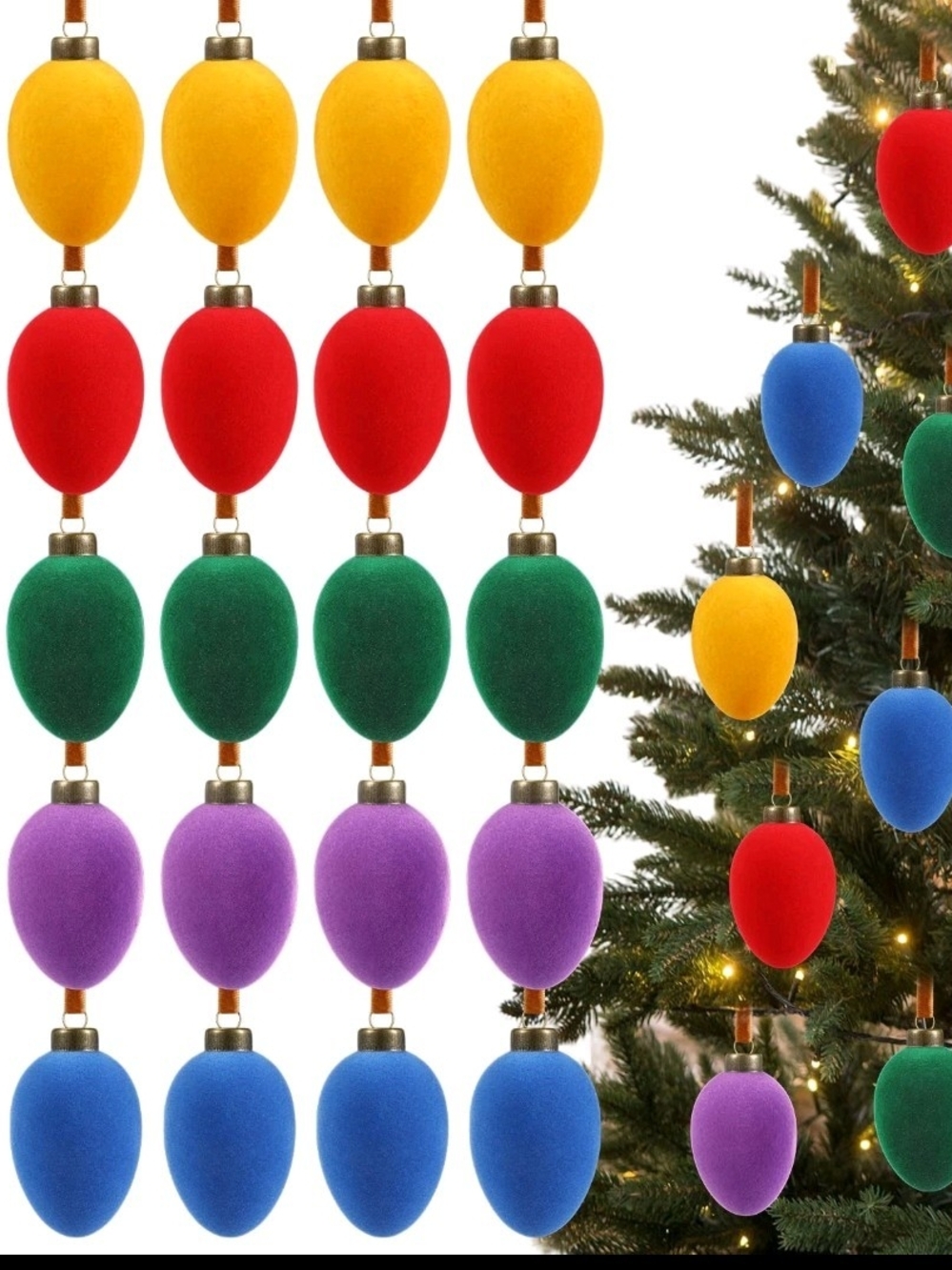 Christmas Velvet Balls Ornaments 2.36'' Rainbow 15 Pcs
